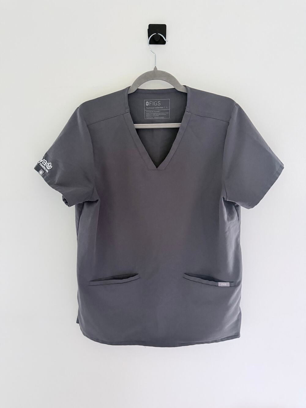 FIGS Technical Collection Charcoal Gray Scrub Top-Size Large